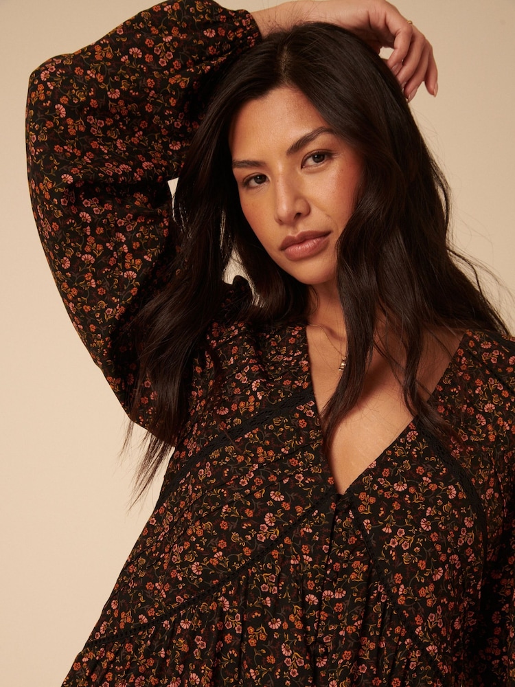 Nobodys Child Black Betsie Ditsy Marley Mini Dress - Image 5 of 5