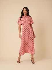 Nobodys Child Pink Emmy Spot Madeira Midi Dress - Image 1 of 5