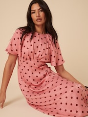 Nobodys Child Pink Emmy Spot Madeira Midi Dress - Image 3 of 5