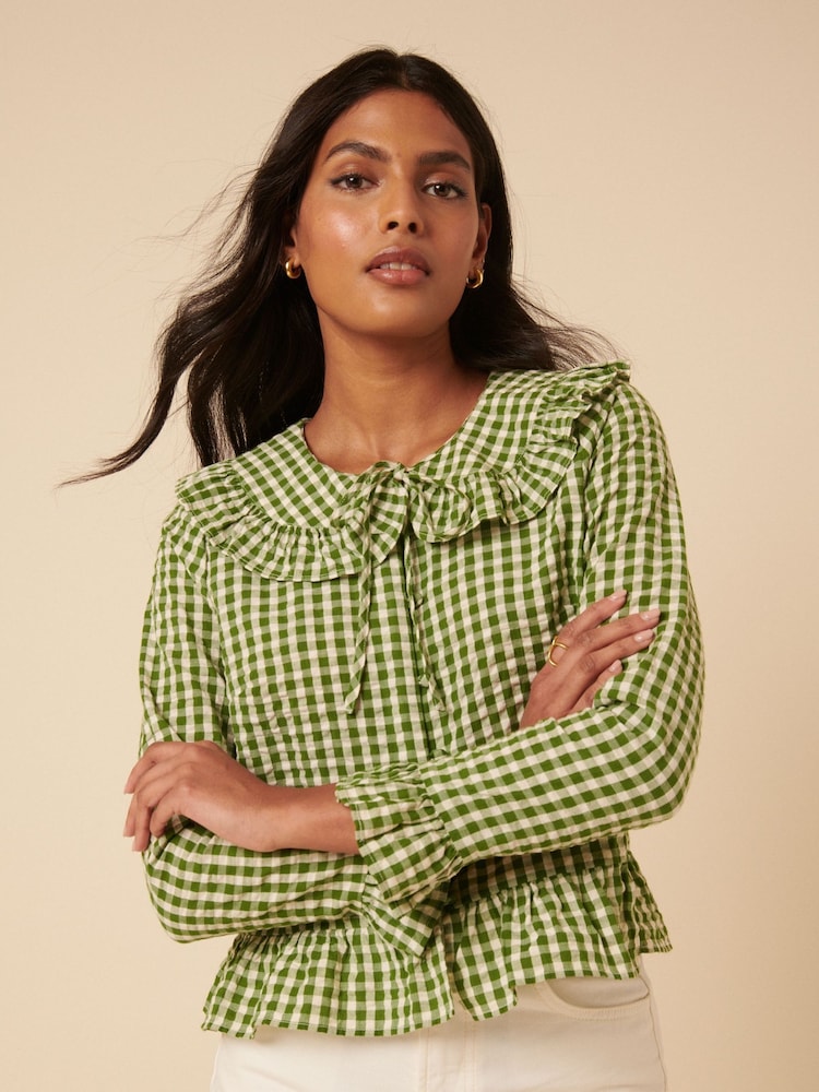 Nobodys Child Green Britney Ruffle Blouse - Image 1 of 1
