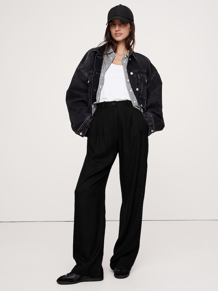 Banana Republic Black Soho High Waisted Wide-Leg trousers - Image 1 of 5