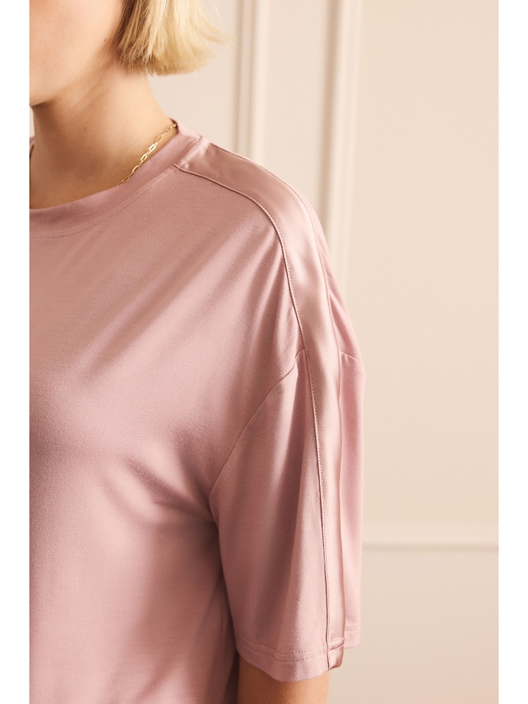 Pink Jesrey Satin Mix Short Pyjamas Set - Image 2 of 16 Pink Jesrey Satin Mix Short Pyjamas Set - Image 2 of 16