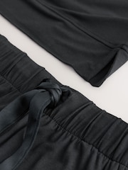 Black Jesrey Satin Mix Short Set Pyjamas - Image 10 of 10