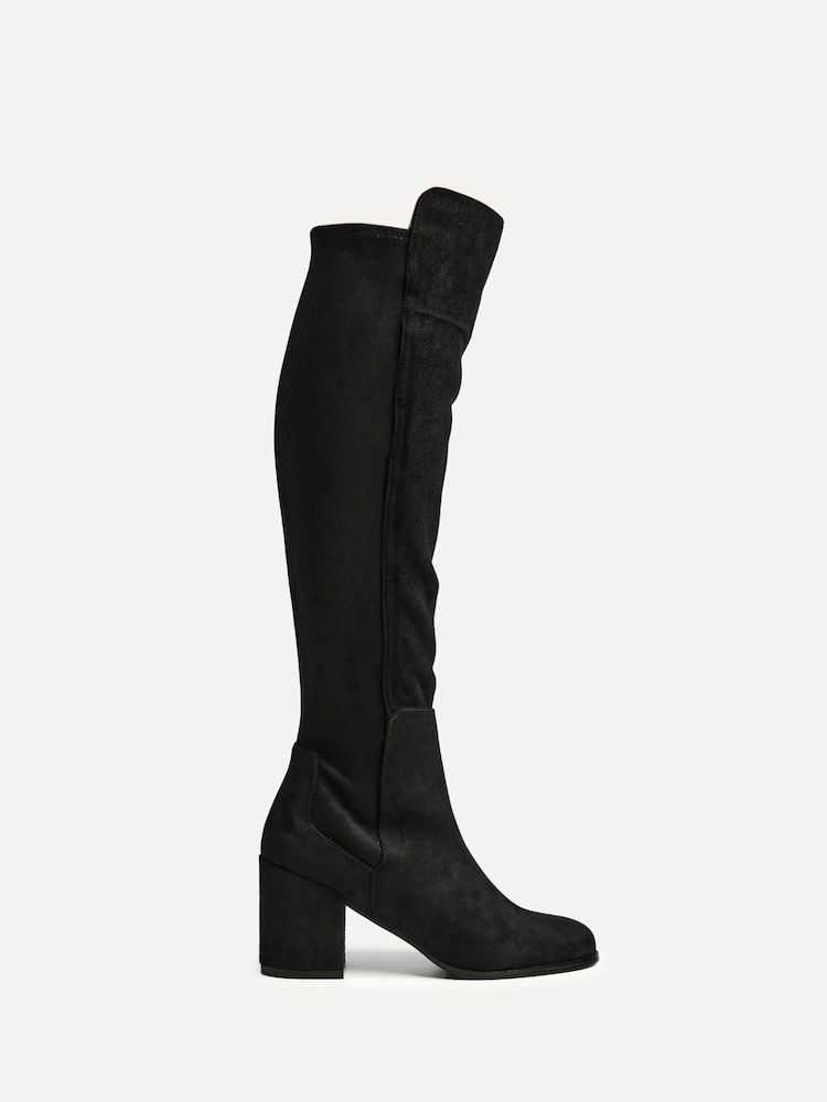 Linzi Black Mandy Block Heeled Knee High Boots - Image 2 of 5