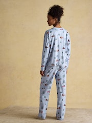 Joules Lyla Blue 4x4 Jersey Cotton Pyjama Set - Image 2 of 9