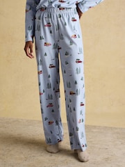 Joules Lyla Blue 4x4 Jersey Cotton Pyjama Set - Image 5 of 9