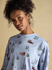 Joules Lyla Blue 4x4 Jersey Cotton Pyjama Set - Image 6 of 9