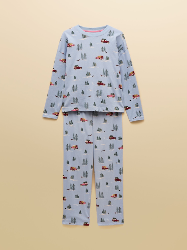 Joules Lyla Blue 4x4 Jersey Cotton Pyjama Set - Image 9 of 9 Joules Lyla Blue 4x4 Jersey Cotton Pyjama Set - Image 9 of 9