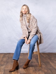 Lakeland Clothing Cream Willow Oversized Checked Coat - Image 2 of 9