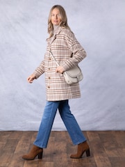 Lakeland Clothing Cream Willow Oversized Checked Coat - Image 3 of 9