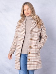 Lakeland Clothing Cream Willow Oversized Checked Coat - Image 7 of 9