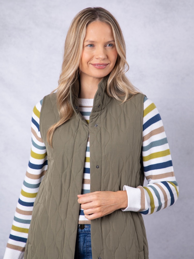 Lakeland Clothing Green Terra Quilted Longline Gilet - Image 4 of 7