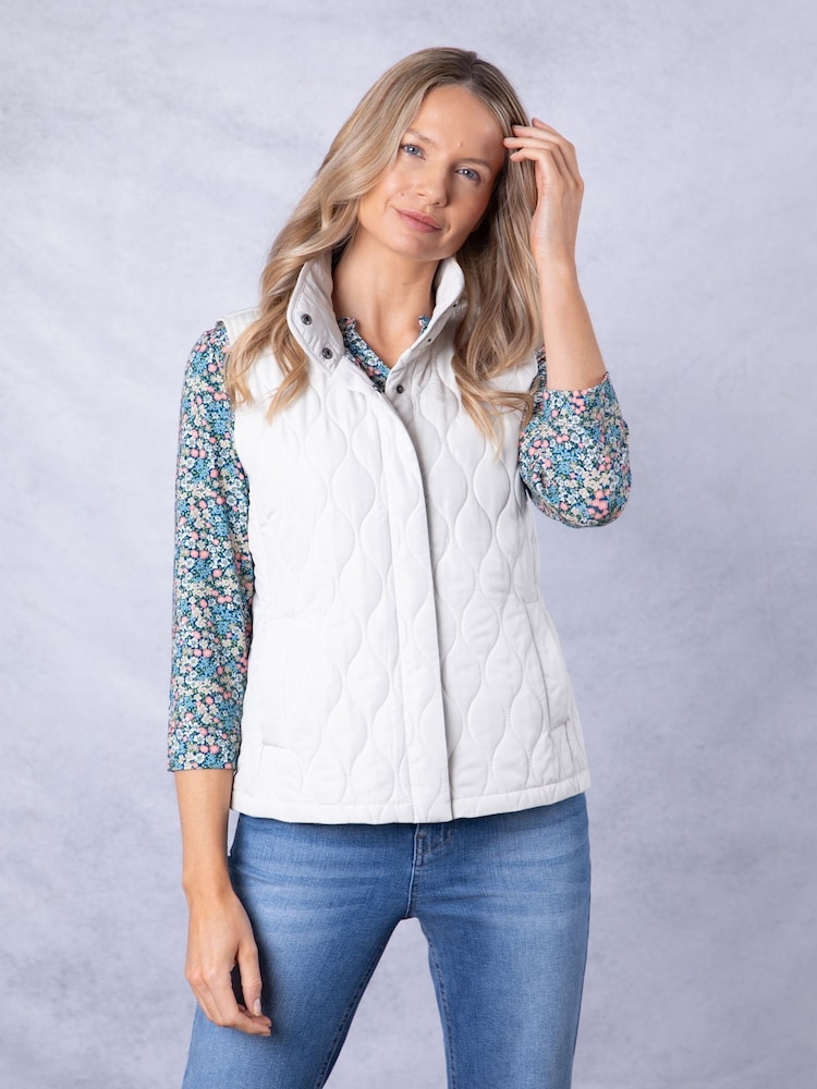 Lakeland Clothing Cream Stella Quilted Gilet - Image 4 of 9