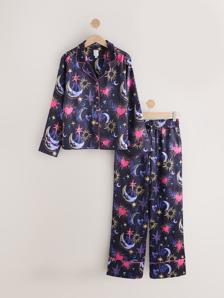 Navy CoppaFeel! Satin Button Through Pyjamas - Image 1 of 4