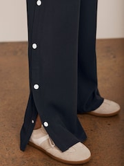 Mint Velvet Blue Navy Popper Detail Trousers - Image 3 of 9