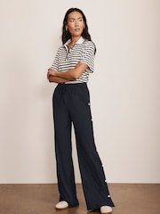 Mint Velvet Blue Navy Popper Detail Trousers - Image 5 of 9
