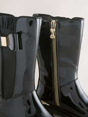 Baker by Ted Baker Girls Patent Tall Knee High Black Boots With Bow - Image 4 of 6