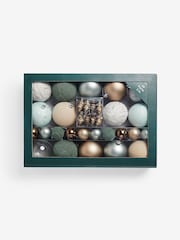 50 Pack Skandi Green Shatterproof Christmas Baubles - Image 1 of 3