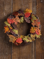 Laura Ashley Multi Pre Lit Autumn Leaf 37cm Wreath - Image 2 of 5