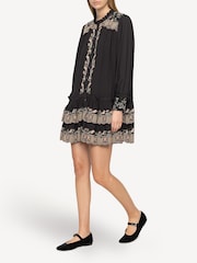 Sea New York Black Lacey Embroidery Black Long Sleeve Tunic Dress - Image 8 of 10