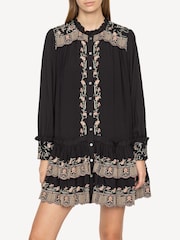 Sea New York Black Lacey Embroidery Black Long Sleeve Tunic Dress - Image 9 of 10