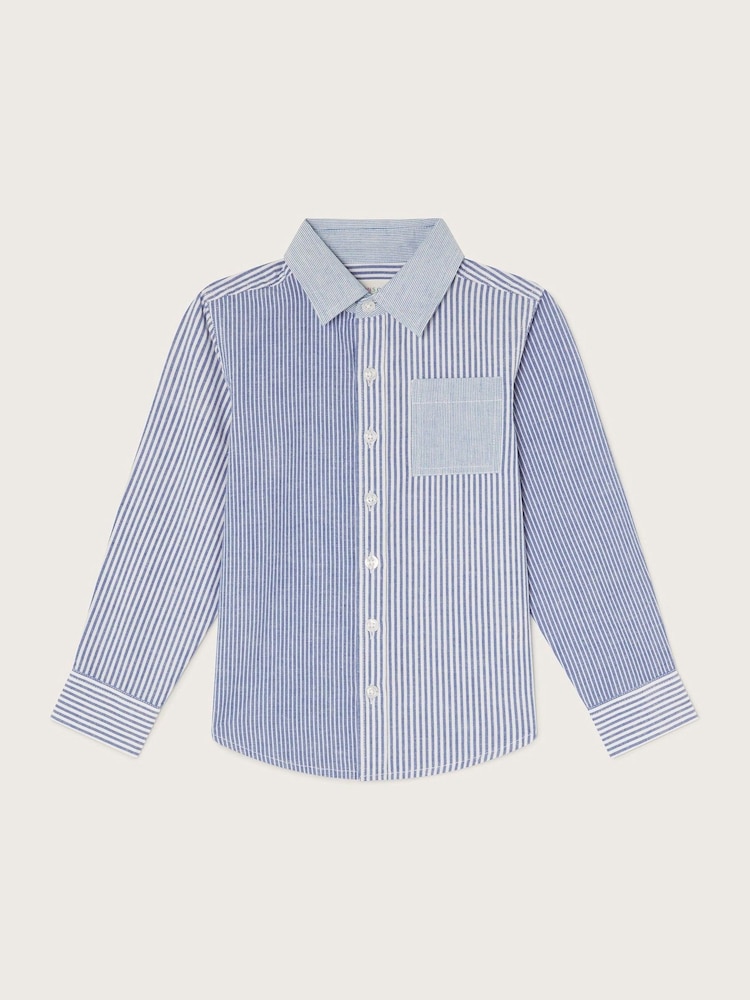 Monsoon Blue Contrast Stripe 100% Cotton Shirt - Image 1 of 3