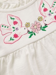 Monsoon Natural Dove Embroidered Short Sleeve 100% Cotton Blouses - Image 3 of 3