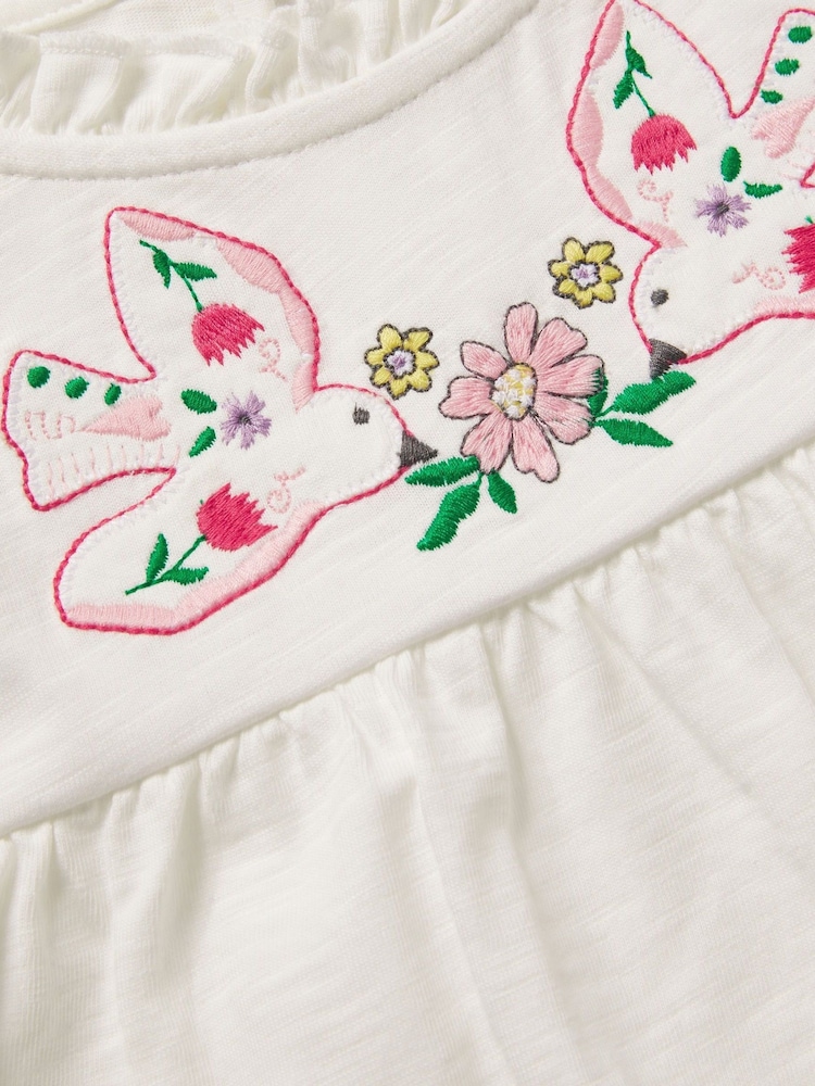 Monsoon Natural Dove Embroidered Short Sleeve 100% Cotton Blouses - Image 3 of 3