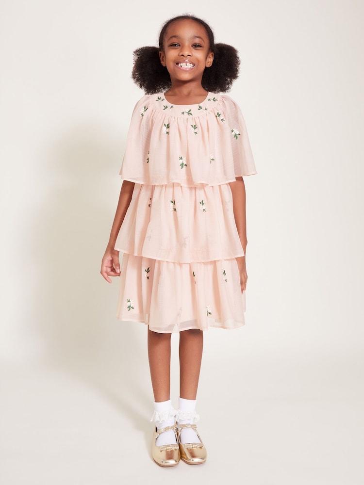 Monsoon Pink Katinka Embroidered Tiered Dress - Image 1 of 4