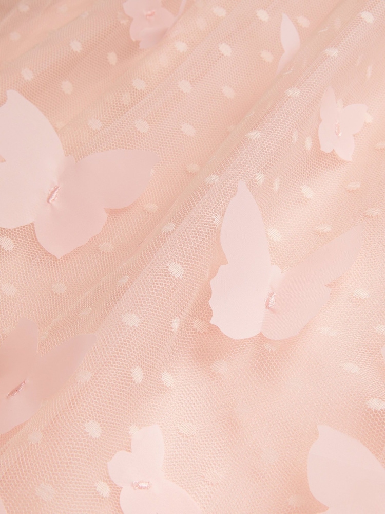 Monsoon Pink Polka Dot Butterfly Tulle Dress - Image 4 of 4