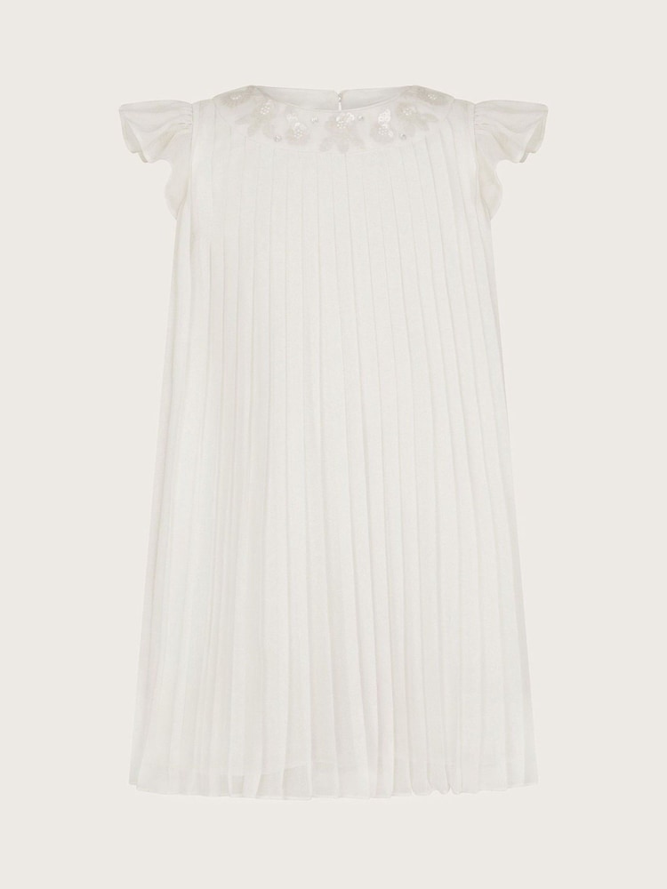 Monsoon White Baby Nellie Pleated Chiffon Dress - Image 1 of 3