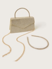Monsoon Gold Diamante Handbag and Headband Set - Image 4 of 4
