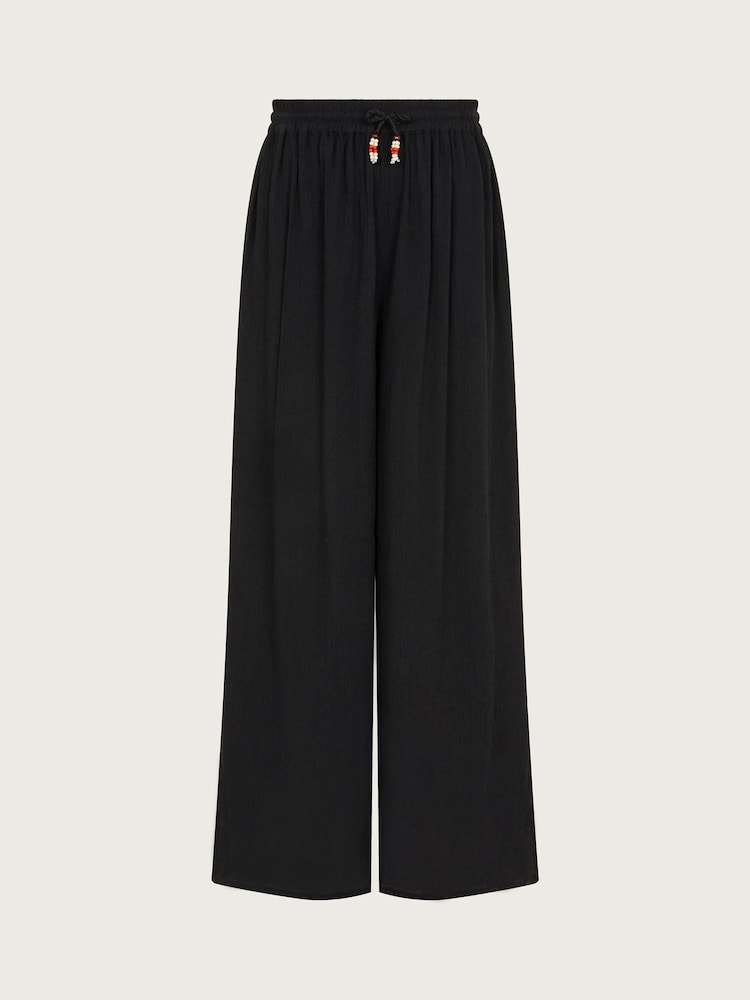 Monsoon Black Wide Leg Crinkle Trousers - Image 1 of 3