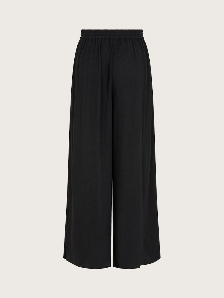 Monsoon Black Wide Leg Crinkle Trousers - Image 2 of 3