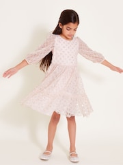 Monsoon Pink Gracie Long Sleeve Beaded Tunic Dress - Image 1 of 4