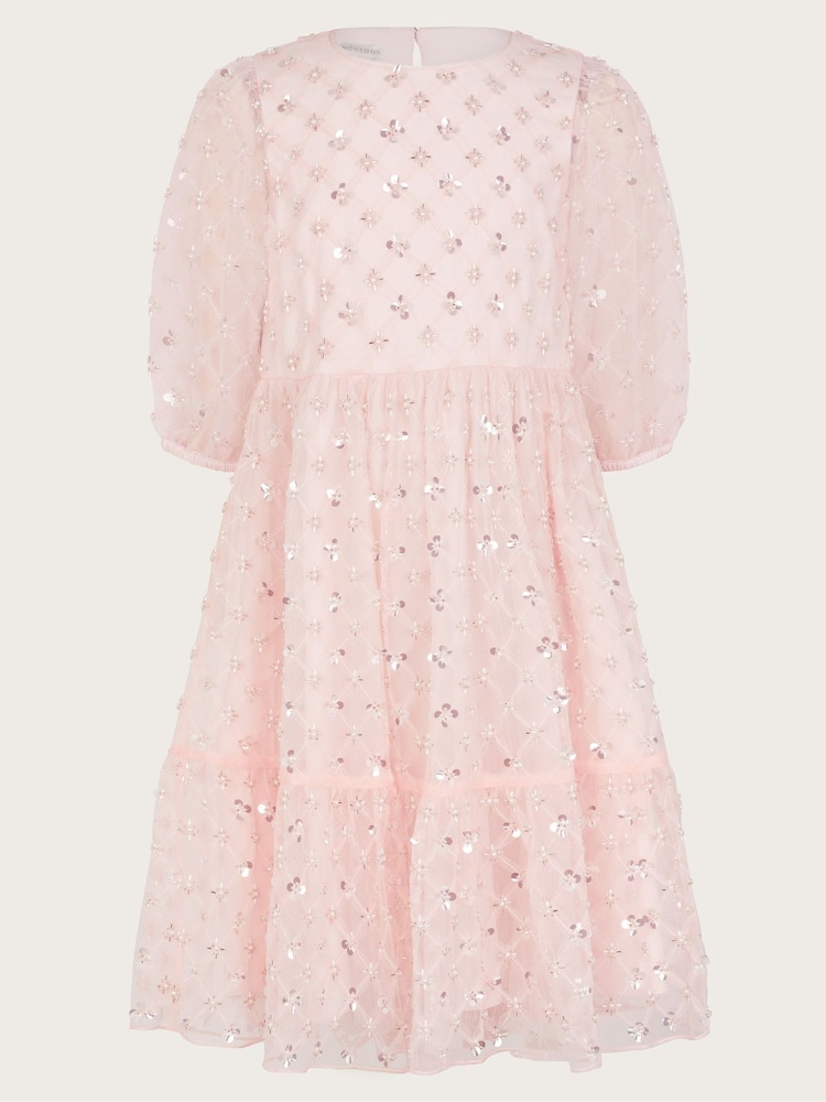 Monsoon Pink Gracie Long Sleeve Beaded Tunic Dress - Image 2 of 4