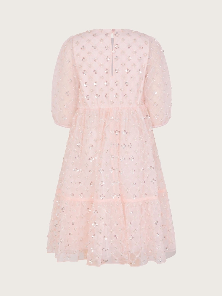 Monsoon Pink Gracie Long Sleeve Beaded Tunic Dress - Image 3 of 4