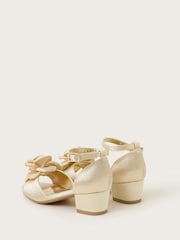 Monsoon Gold Satin Flower Peep Toe Heels - Image 3 of 3