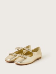 Monsoon Gold Double Bow Ballerina Flats - Image 1 of 3