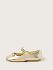 Monsoon Gold Double Bow Ballerina Flats - Image 2 of 3