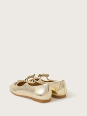 Monsoon Gold Double Bow Ballerina Flats - Image 3 of 3