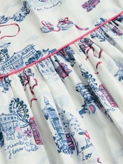 Monsoon White London Print Frilly 100% Cotton Dress - Image 4 of 4