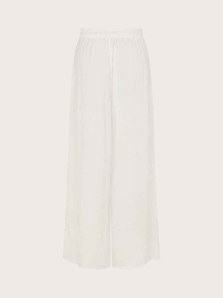 Monsoon White Wide Leg Crinkle Trousers - Image 2 of 3