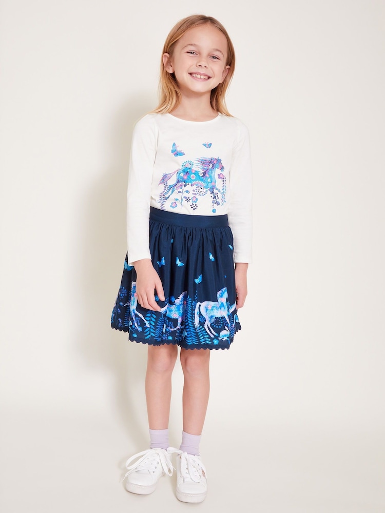 Monsoon Blue Horse Print Skirt - Image 1 of 4