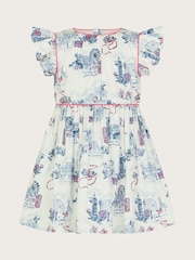 Monsoon Natural Baby London Print Frilly 100% Cotton Dress - Image 1 of 3