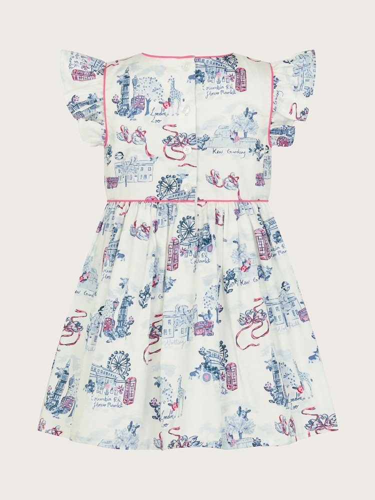 Monsoon Natural Baby London Print Frilly 100% Cotton Dress - Image 2 of 3
