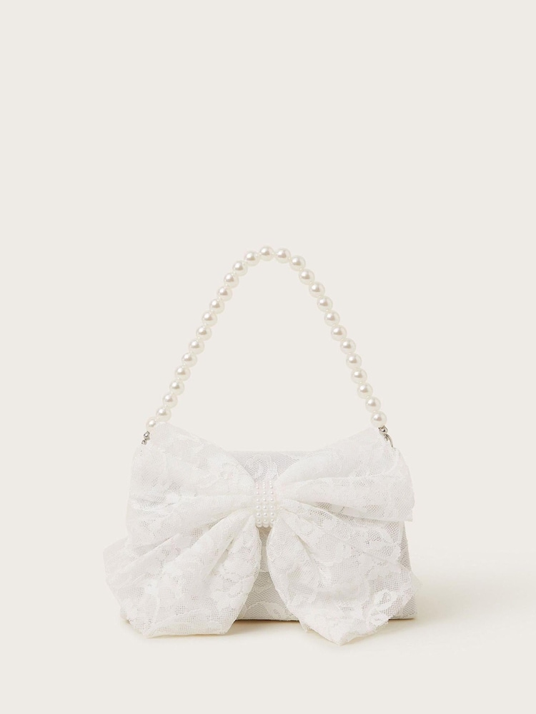 Monsoon Natural Lace Bow Bridesmaid Bag - Image 1 of 4 Monsoon Natural Lace Bow Bridesmaid Bag - Image 1 of 4