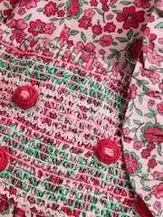 Monsoon Pink Baby Floral Print Smock 100% Cotton Dress - Image 4 of 4