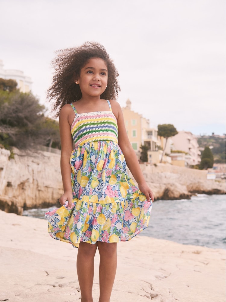 Monsoon Yellow Amalfi Lemon Print Crochet 100% Cotton Dress - Image 1 of 5 Monsoon Yellow Amalfi Lemon Print Crochet 100% Cotton Dress - Image 1 of 5