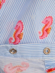 Monsoon Blue Baby Smocked Seahorse Romper - Image 4 of 4